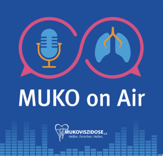 Logo des Podcasts "Muko on air" von Mukoviszidose e.V.